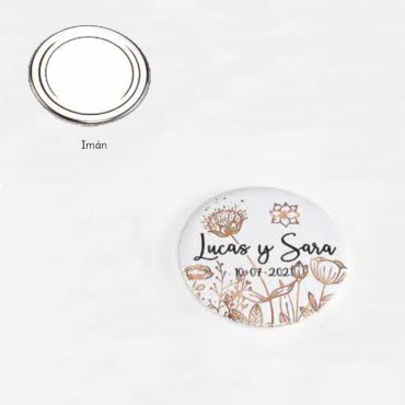 Chapas de imán con nombres...