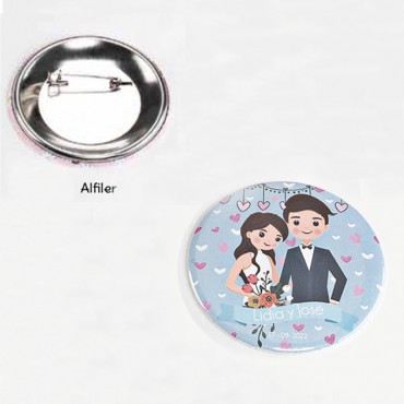 Chapas de alfiler de novios...