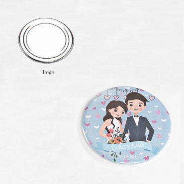 Chapas de imán de novios...