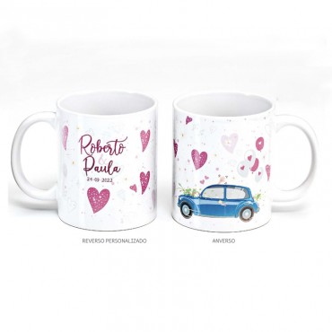 Taza de boda con coche y...