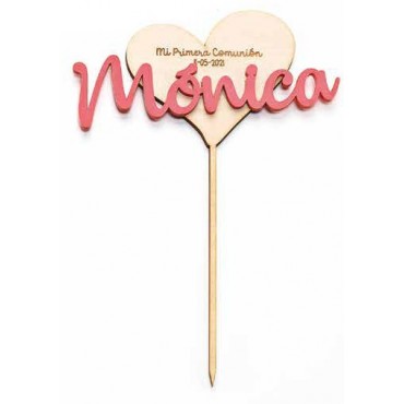 Cake Topper Corazón Madera